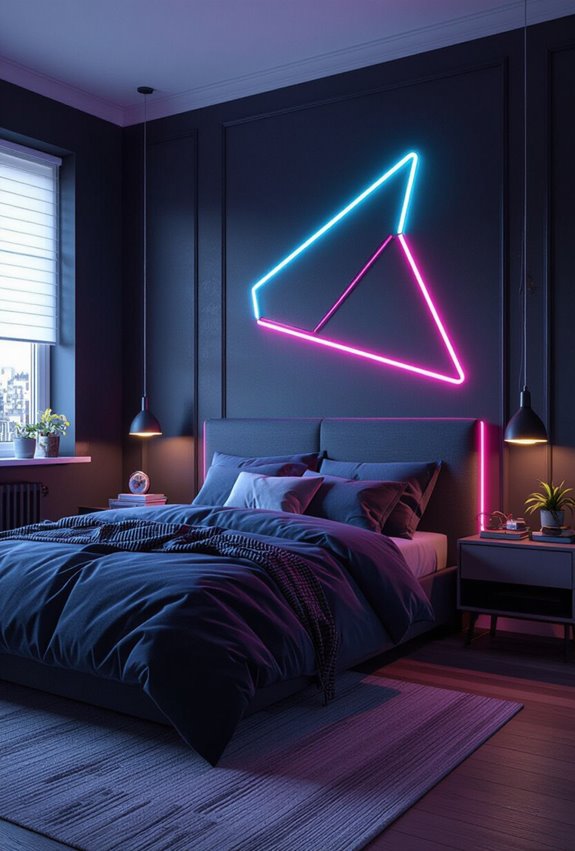 futuristic neon against darkness