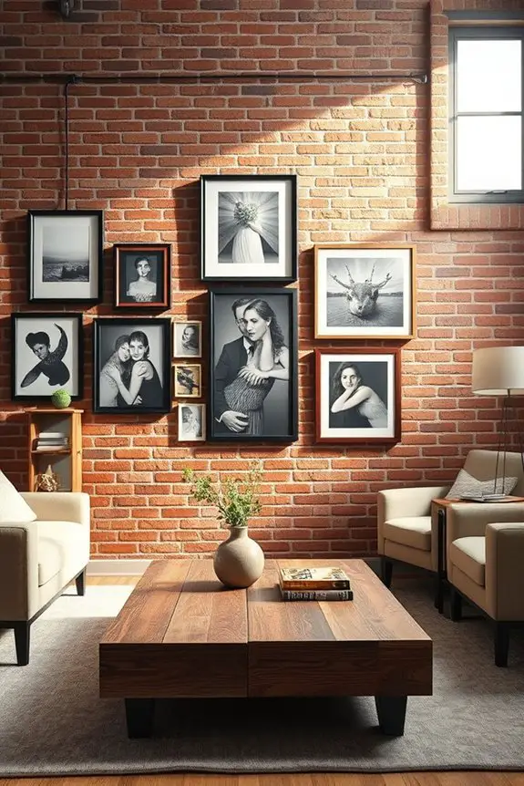 gallery wall on brick