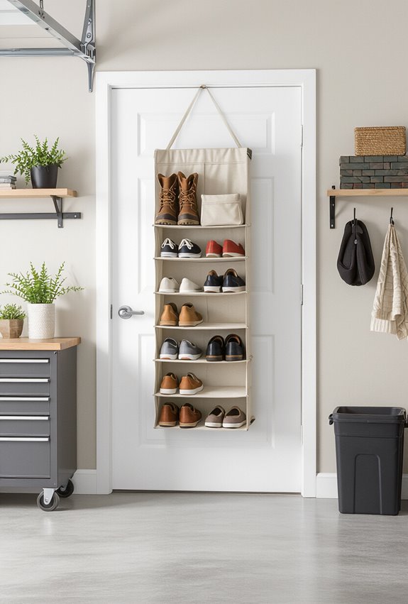 garage door shoe storage pockets