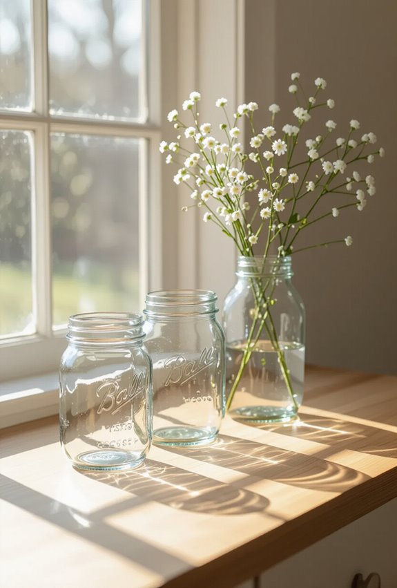 garden picked mason jar bouquets