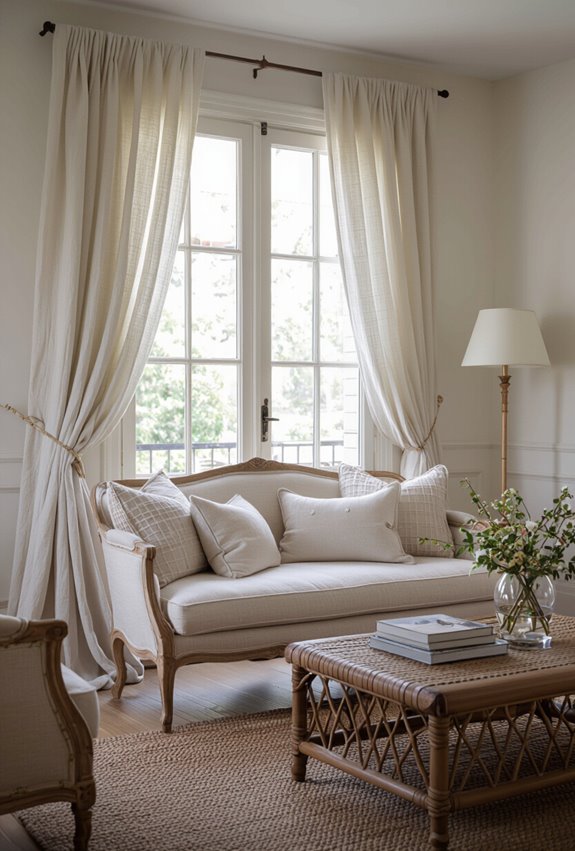 gauzy layered neutral linen curtains