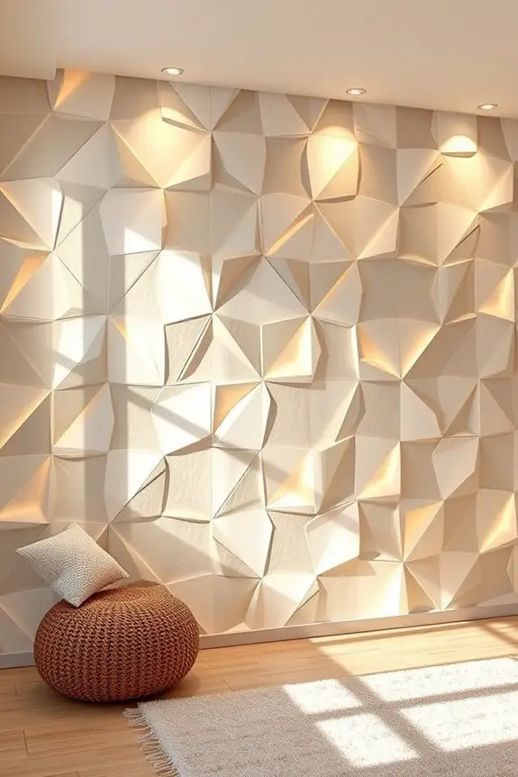 geometric accent wall lighting