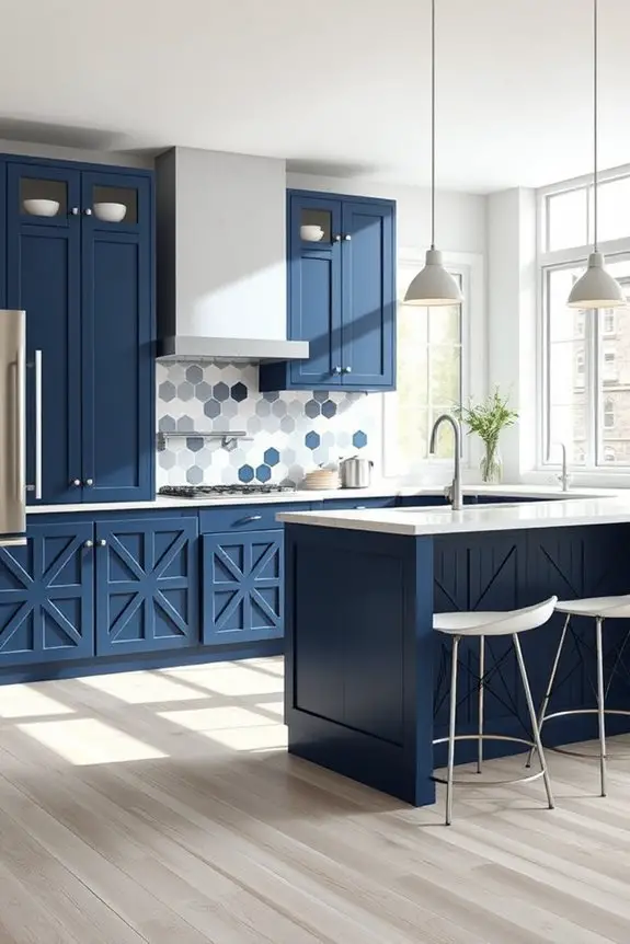 geometric blue and white elegance