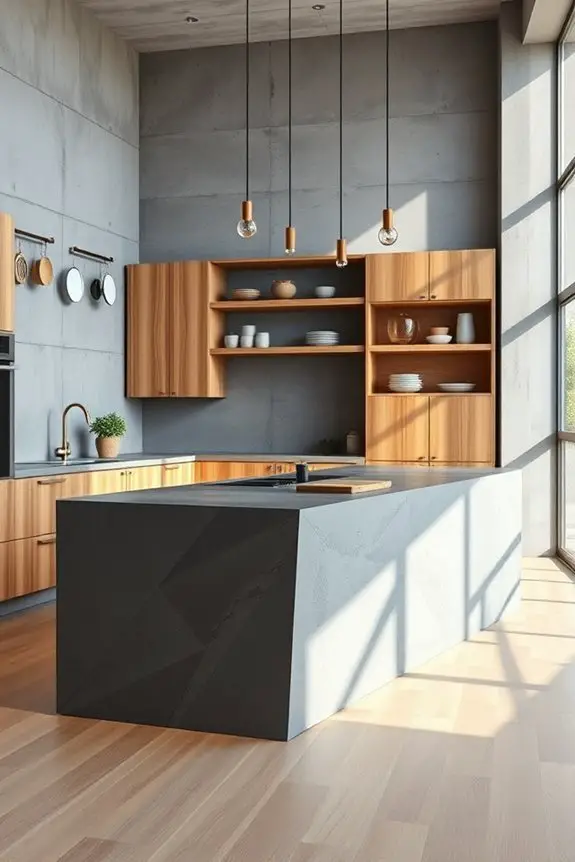 geometric concrete meets wood