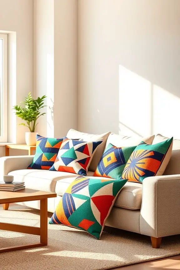 geometric cushions enhance decor