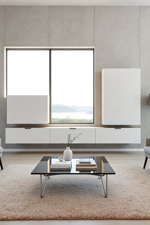 geometric floating cabinet designs