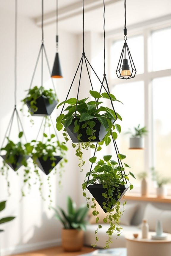 geometric indoor hanging planters