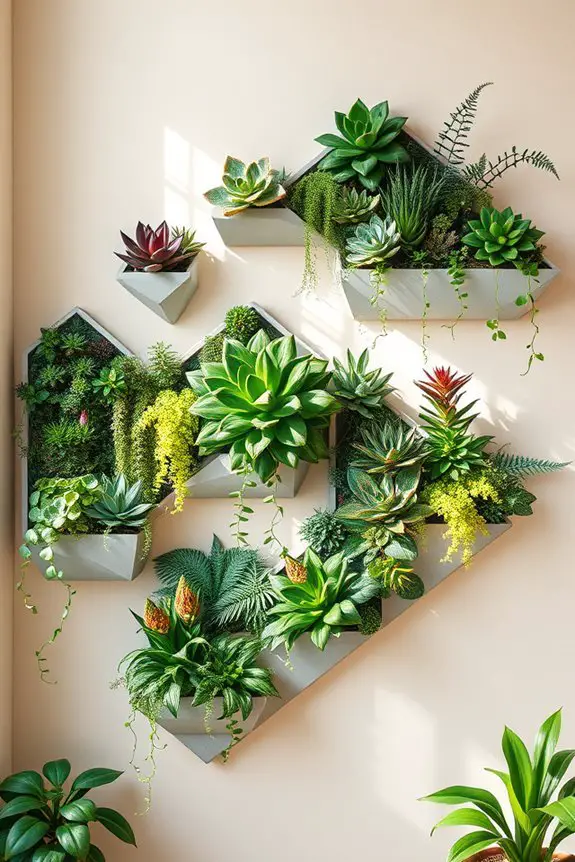 geometric plant wall decor