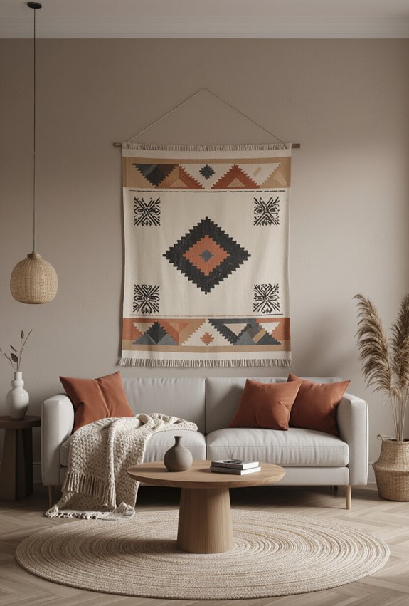 geometric textile banners define space