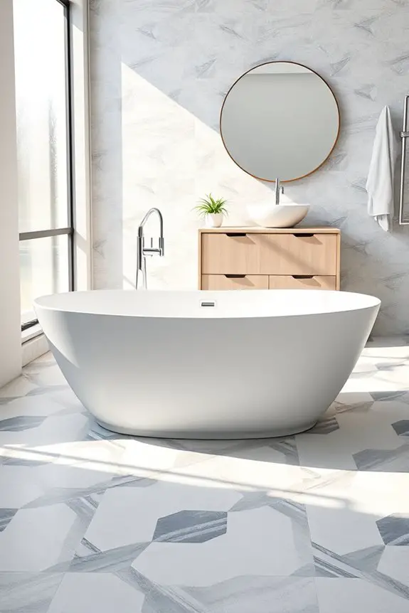 geometric tile designs energize bathrooms