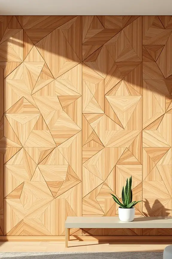 geometric wood paneling warmth