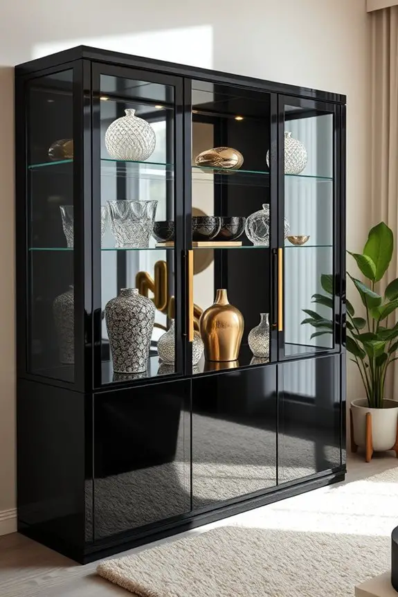 glamorous black display cabinet