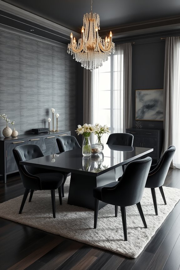 glamorous dark grey dining