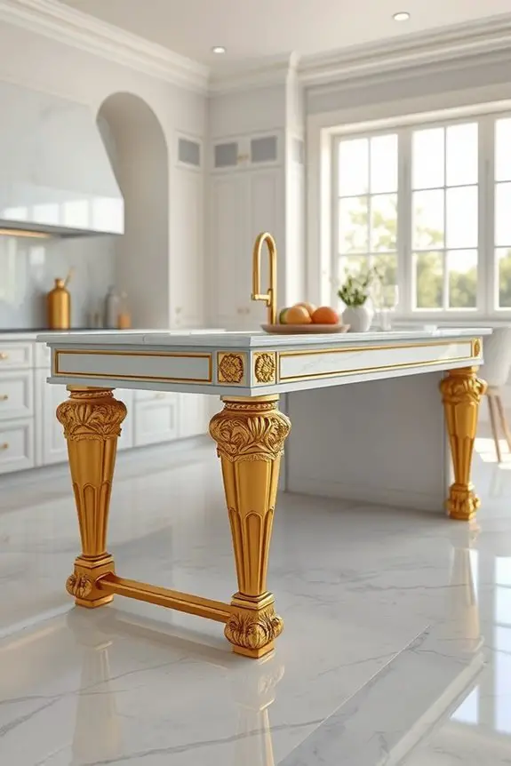 glamorous gold kitchen legs