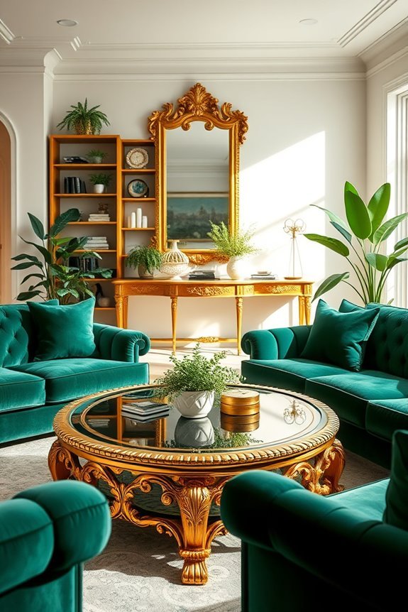 glamorous gold leafed furniture accents