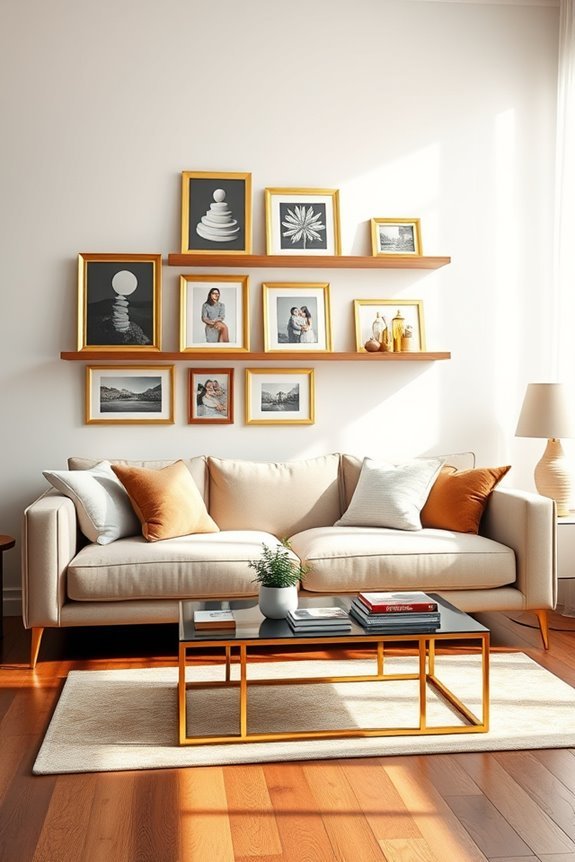 glamorous gold picture ledges