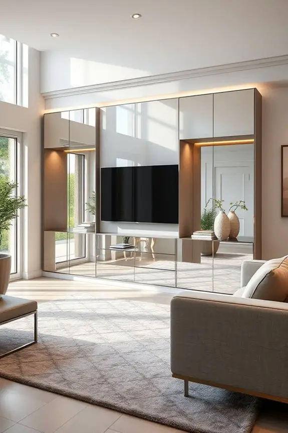 glamorous mirrored built ins design