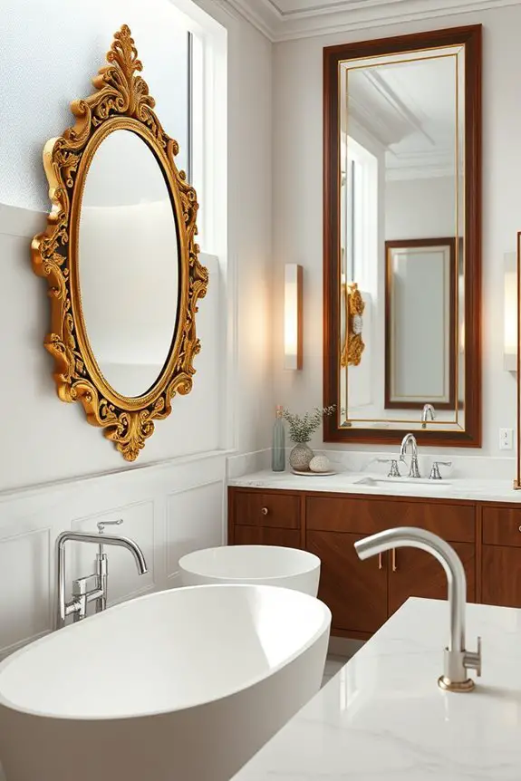 glamorous mirrors enhance bathrooms