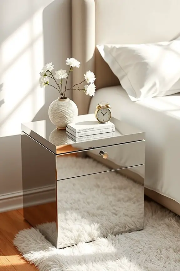 glamorous reflective nightstand design