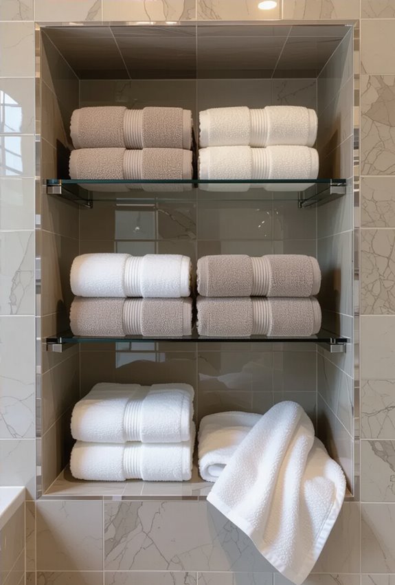 glass enclosed towel display