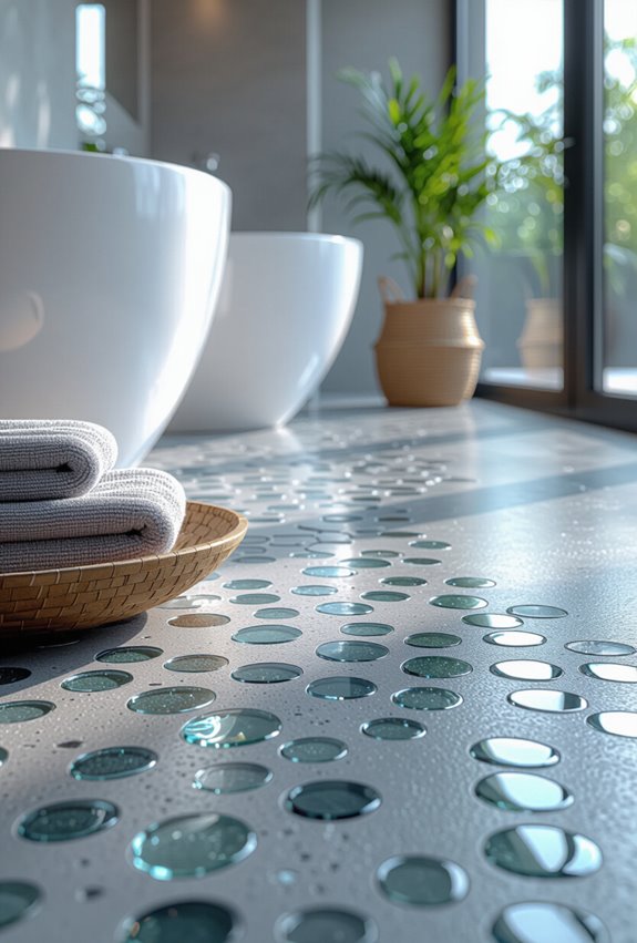 gleaming glass chip flooring