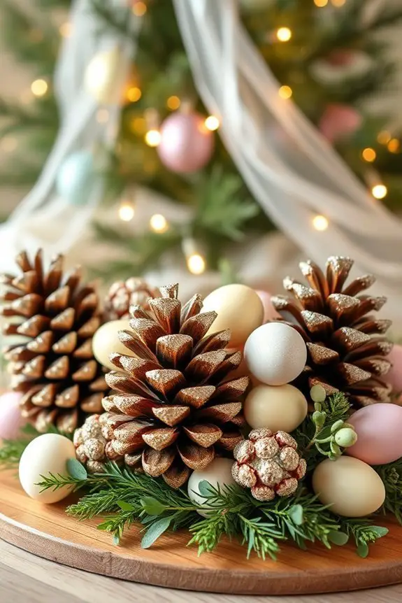 glittered pinecones for easter