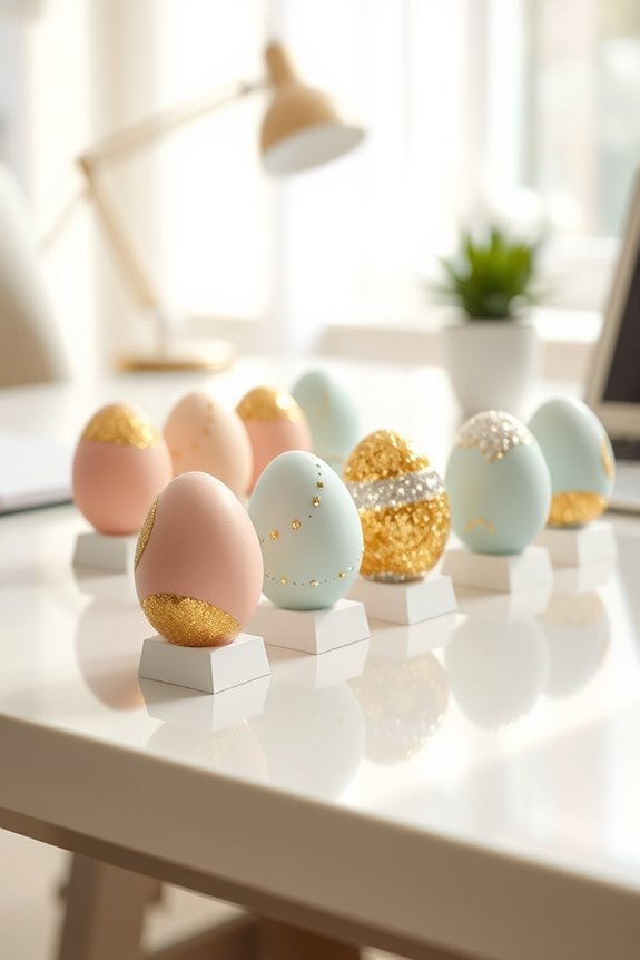 glittery egg place cards