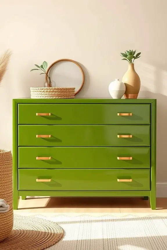 glossy avocado green dresser