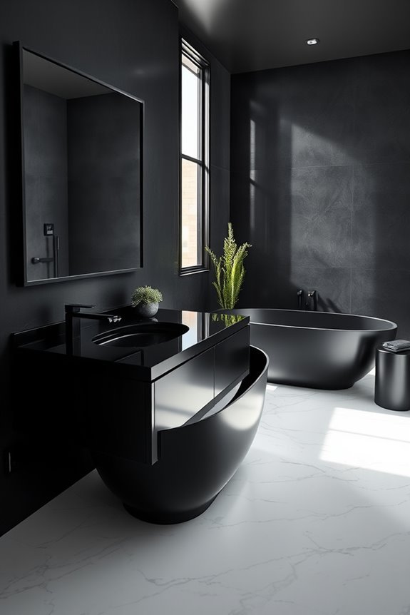 glossy black bathroom elegance