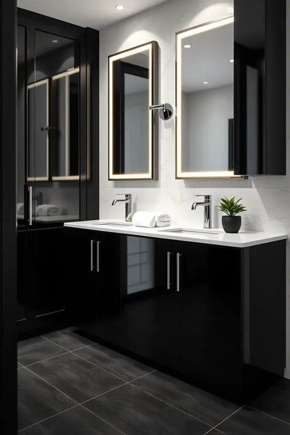 glossy black cabinet elegance