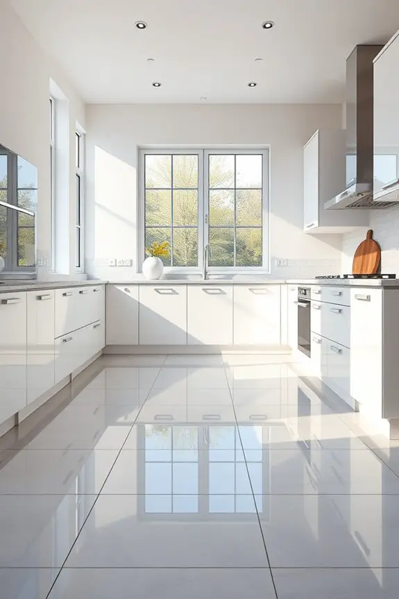 glossy bright grey tiles
