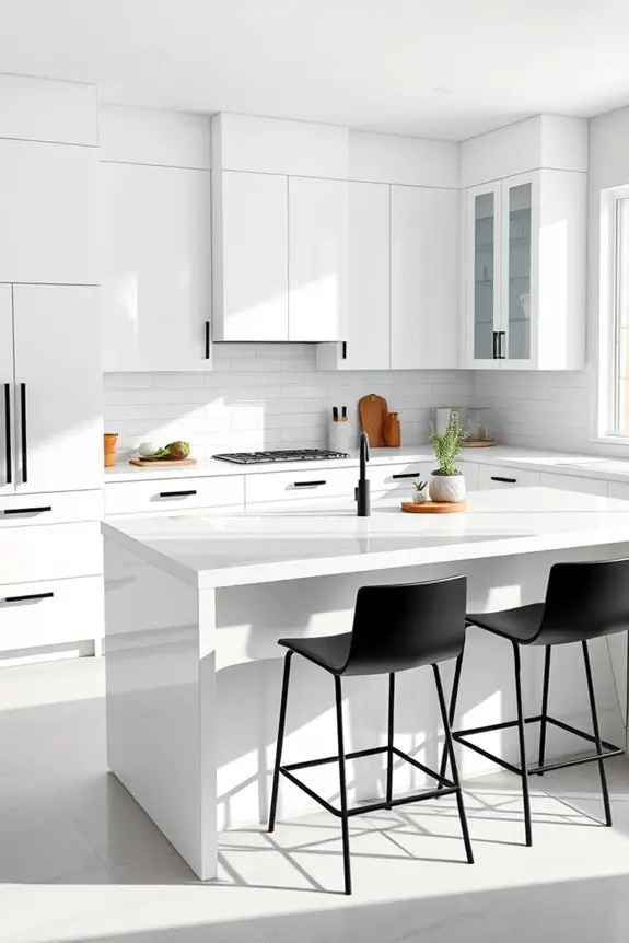 glossy cabinets matte accents