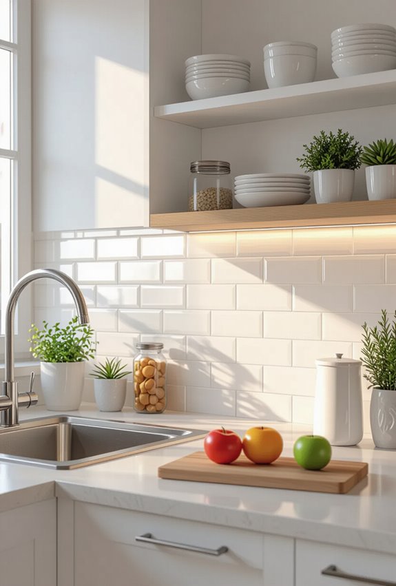 glossy ceramic tiles brighten kitchens