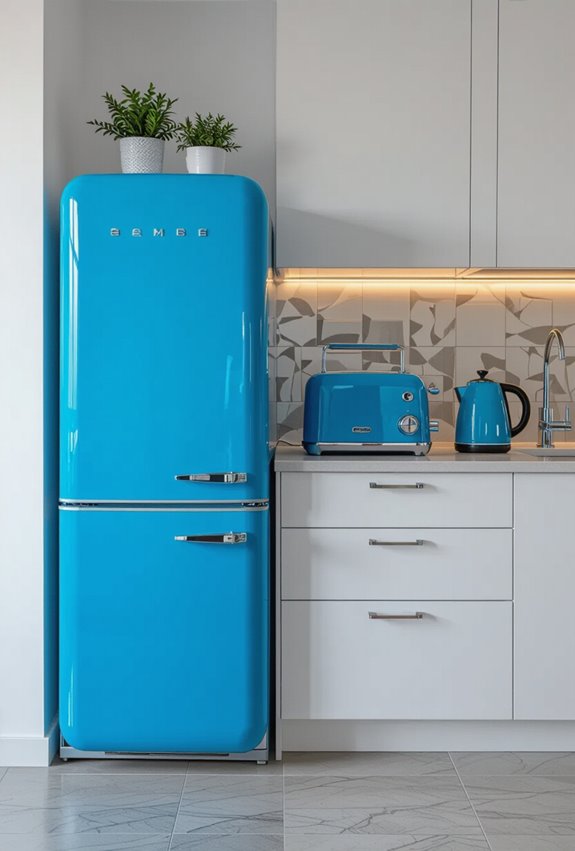glossy electric blue retro appliances