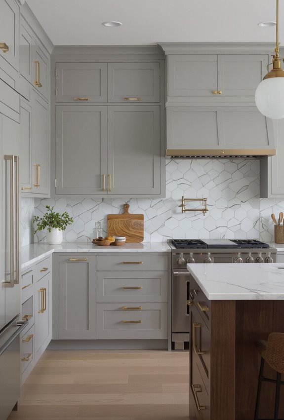 glossy gray cabinets espresso trim
