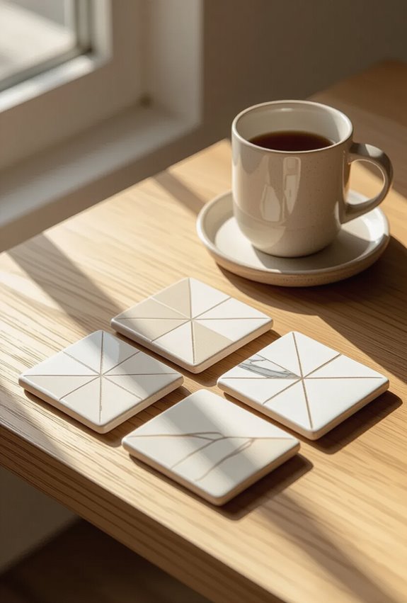 glossy resin sealed decorative coasters