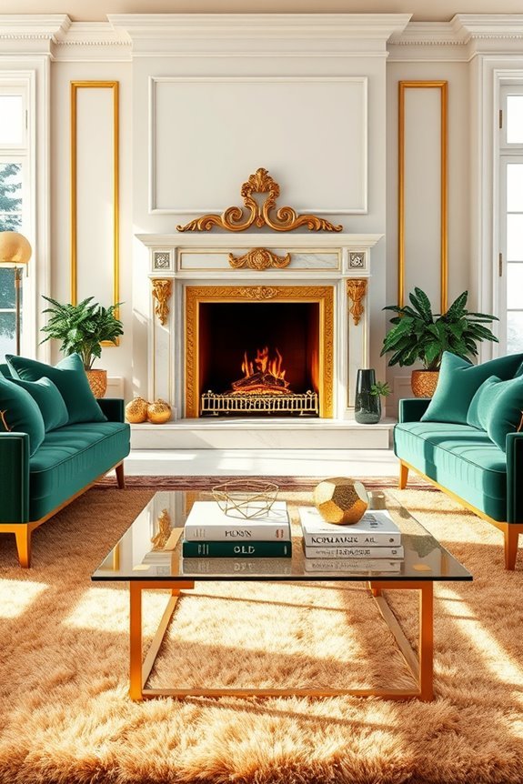 gold accents elevate fireplaces