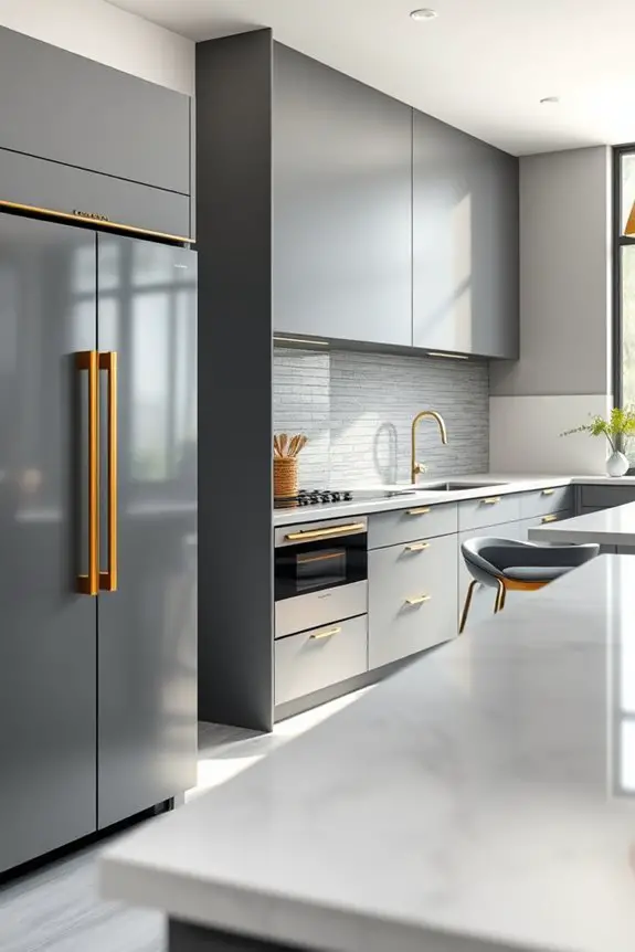gold accents enhance grey