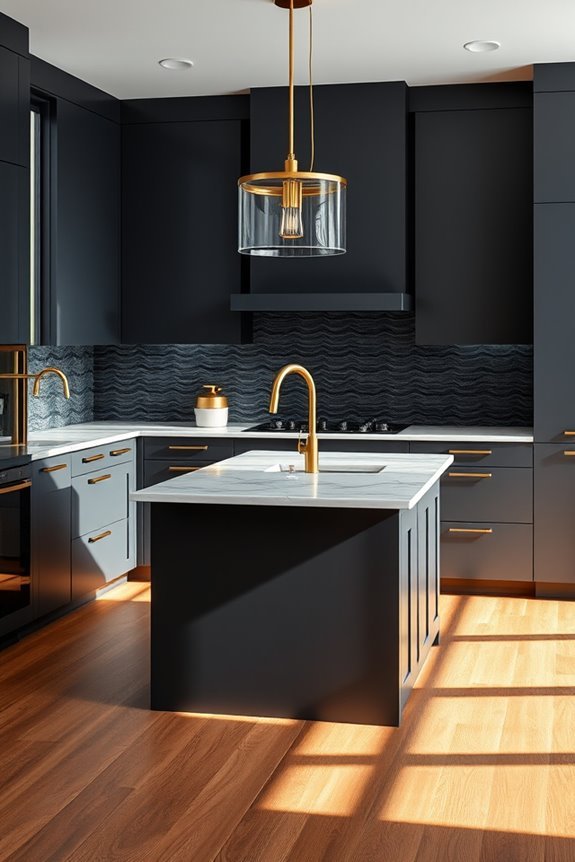 gold accents enhance kitchens
