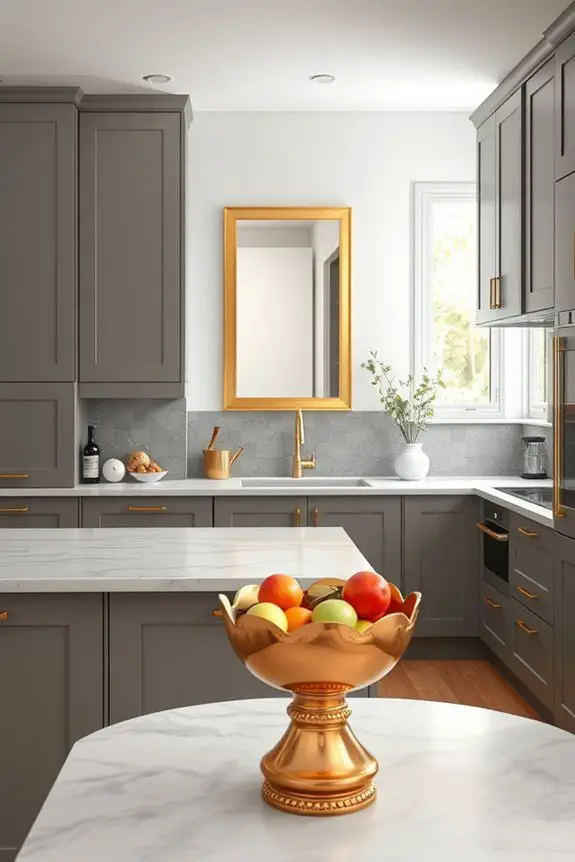 gold accents in grey kitchens