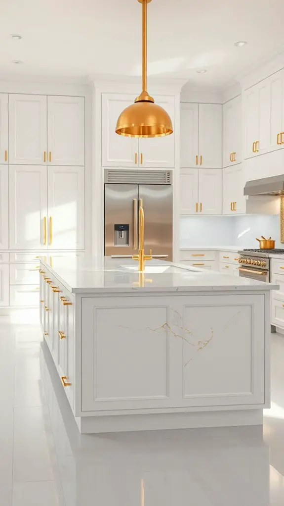gold accents in white