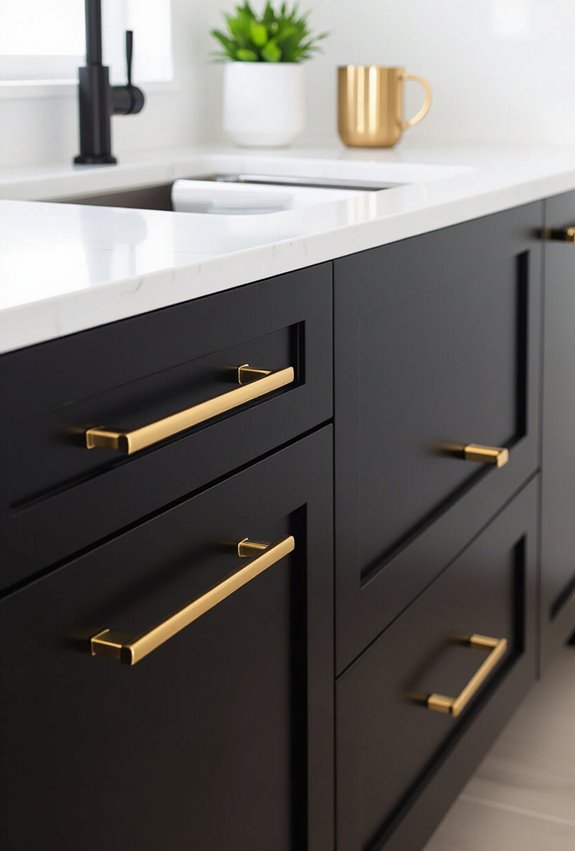 gold accents matte black contrast