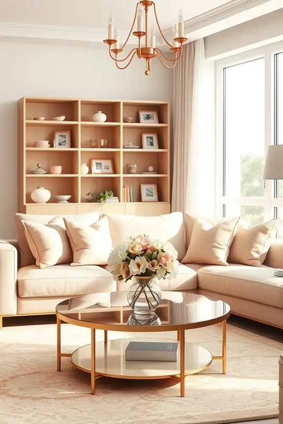 gold and rose gold accents