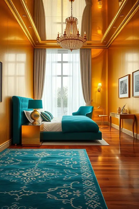 gold and teal decor