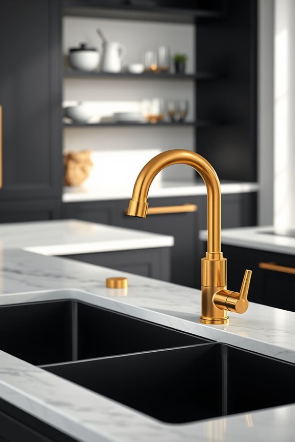 gold faucets black sinks