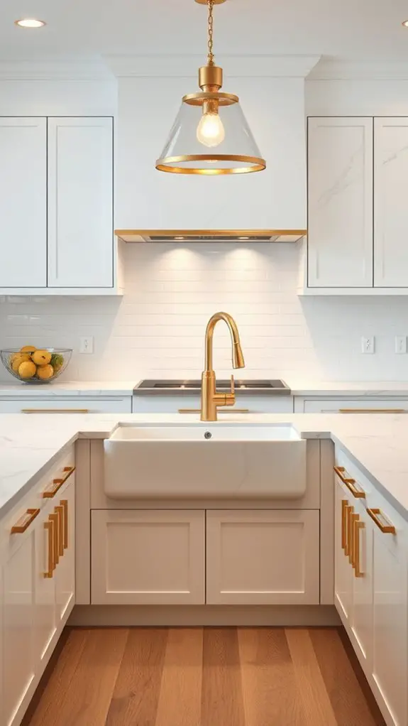 gold fixtures enhance kitchens
