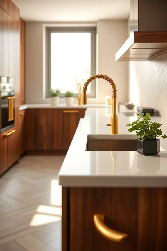 gold hardware kitchen elegance