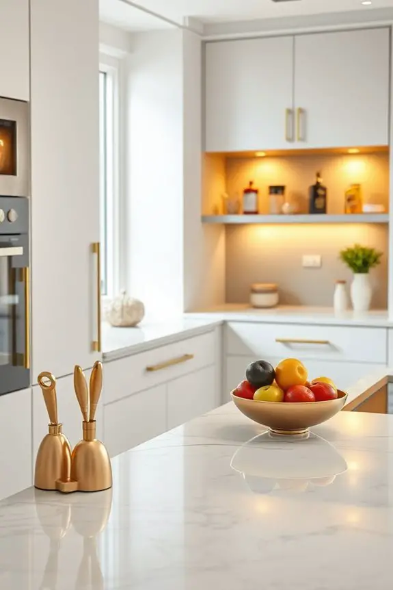 gold illuminated kitchen displays