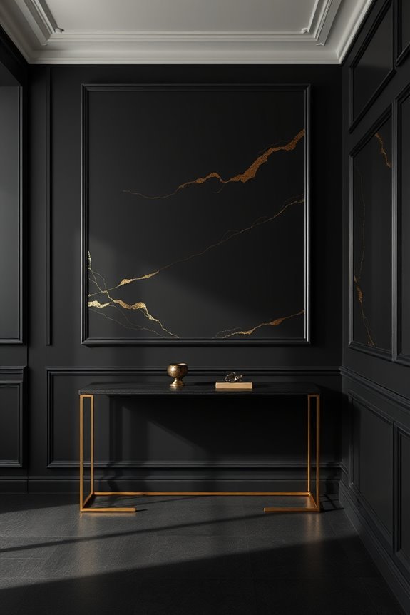 gold leaf black wall elegance