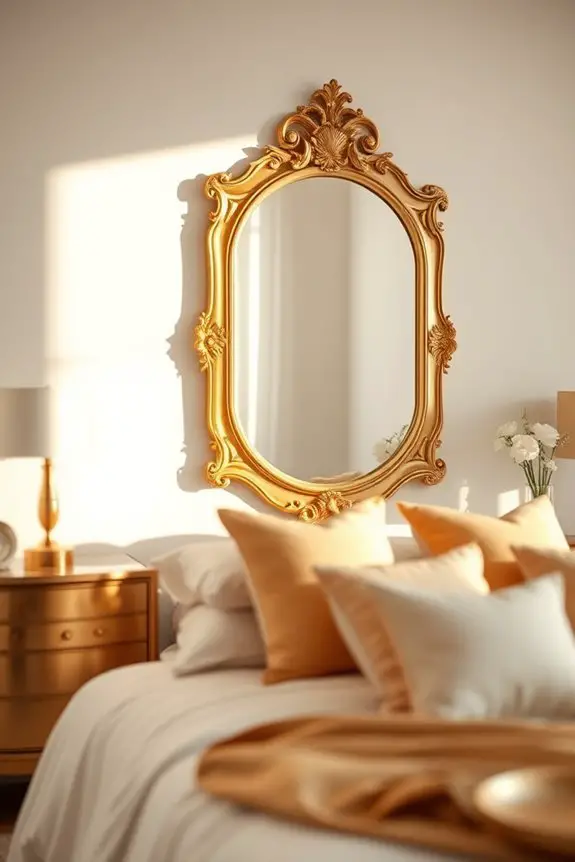 gold mirrors enhance bedroom elegance